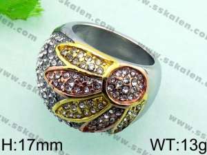  Stainless Steel Stone&Crystal Ring - KR32162-L