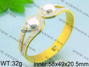 Stainless Steel Stone Bangle  - KB52127-K