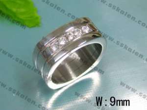 Stainless Steel Stone Ring - KR12107-K