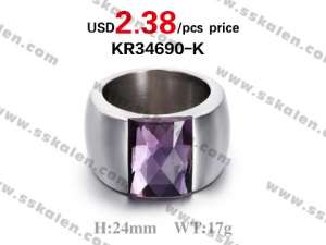 Factory Wholease Jewelry Stainless Stell Stone Ring - KR34690-K