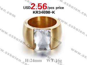 Hot Sale Stainless Steel Gold Plated Stone Ring - KR34698-K