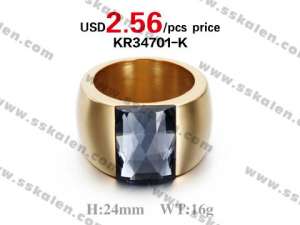 Golden Single Suppliers Light Blue Rectangle Big Stone Ring - KR34701-K