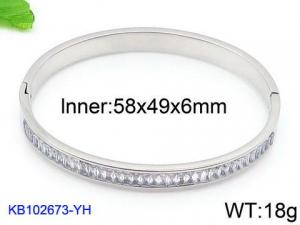 Stainless Steel Stone Bangle - KB102673-YH