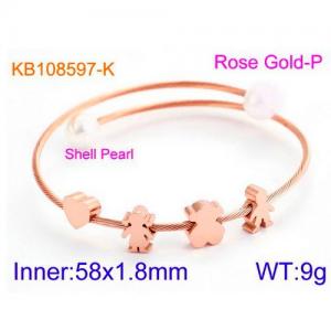 Stainless Steel Wire Bangle - KB108597-K