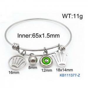 Silver Stainless Steel Charms Bracelet Bangle - KB111377-Z