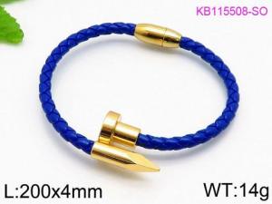 Stainless Steel Leather Bracelet - KB115508-SO