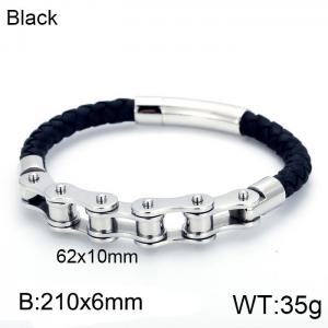 Stainless Steel Leather Bracelet - KB115569-KFC