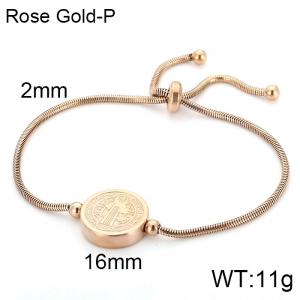 Stainless Steel Rose Gold-plating Bracelet - KB117753-KFC