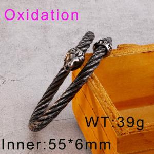 Double lion head steel wire oxidation color adjustable men's Bangle - KB124376-KFC