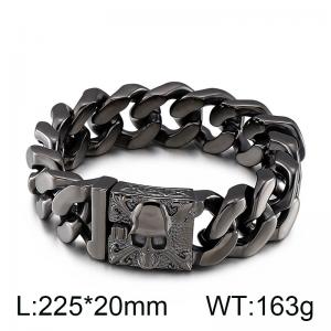 Cuban chain thick bracelet men's stainless steel skull Black-plating Bracelet - KB129869-BDJX
