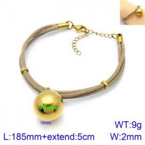 Exaggerated 18mm gold large round bead titanium steel brown bracelet - KB130531-Z