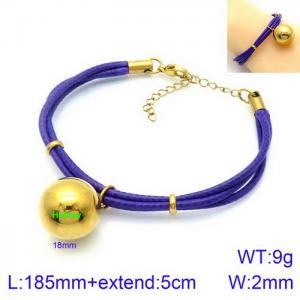 Exaggerated 18mm Gold Ball Titanium Steel Dark Blue Bracelet - KB130532-Z