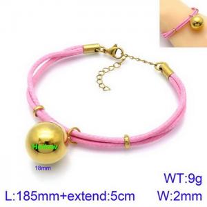 Fashionable 18mm Gold Ball Titanium Steel Light Pink Bracelet - KB130534-Z