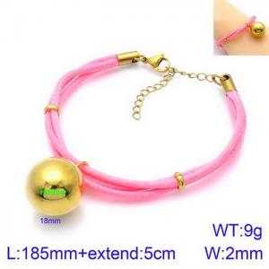Fashionable 18mm Gold Ball Titanium Steel Pink Bracelet - KB130535-Z