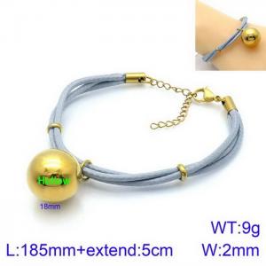 Fashionable 18mm gold bead titanium steel blue bracelet - KB130537-Z