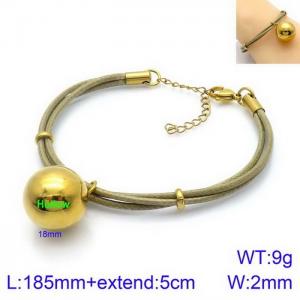 Fashionable 18mm Gold Ball Titanium Steel Brown Bracelet - KB130538-Z