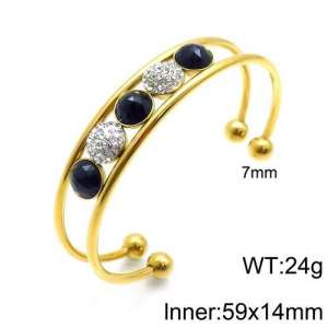 Stainless Steel Stone Bangle - KB130657-ZC