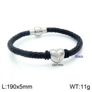 Popular and personalized black leather openable love titanium steel bracelet - KB132879-Z