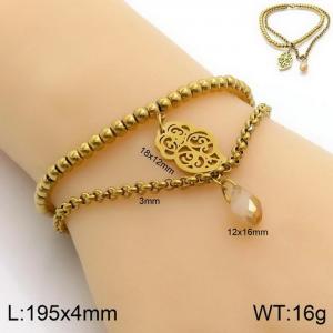 Japanese and Korean Flower Droplet Vacuum Electroplated Small Gold Beads Double Layer Women's Bracelet - KB132896-Z