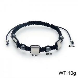 Simple square gray magnet men's and women's hand woven bracelet - KB132902-Z
