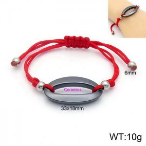 Personalized curved hand woven red rope titanium steel men's and women's bracelet - KB132920-Z