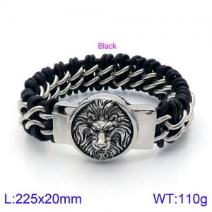 Stainless Steel Leather Bracelet - KB134507-BDJX