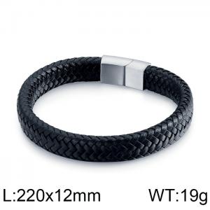 Stainless Steel Leather Bracelet - KB135316-KFC