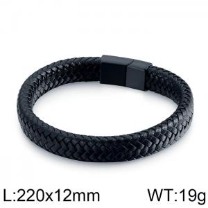 Stainless Steel Leather Bracelet - KB135317-KFC