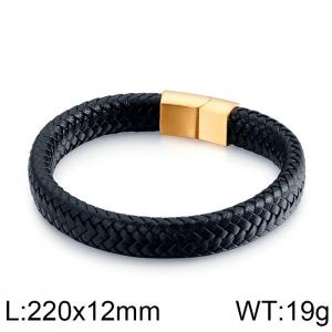 Stainless Steel Leather Bracelet - KB135318-KFC