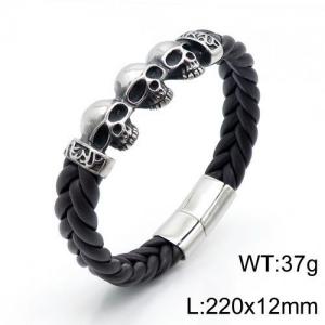Stainless Steel Leather Bracelet - KB136124-QM