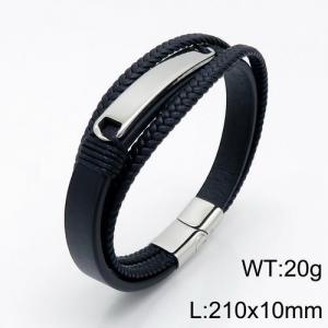 Stainless Steel Leather Bracelet - KB136196-QM