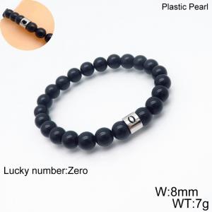 8mm Plastic Pearl Bracelet for men Number Zero Color Black - KB136300-Z