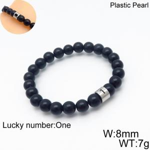8mm Plastic Pearl Bracelet for men Number One Color Black - KB136301-Z
