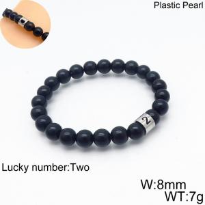 8mm Plastic Pearl Bracelet for men Number Two Color Black - KB136302-Z