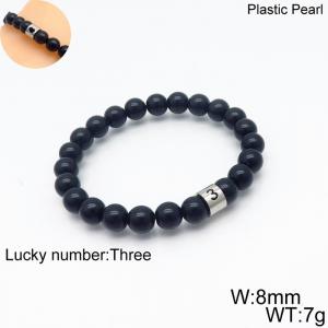 8mm Plastic Pearl Bracelet for men Number Three Color Black - KB136303-Z