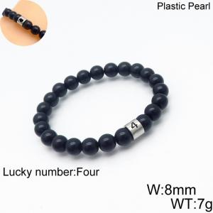 8mm Plastic Pearl Bracelet for men Number Four Color Black - KB136304-Z