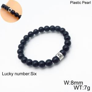 8mm Plastic Pearl Bracelet for men Number  Six Color Black - KB136306-Z
