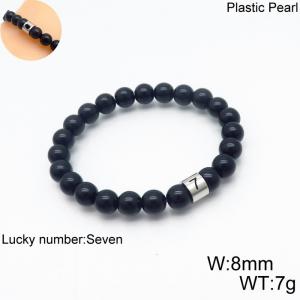 8mm Plastic Pearl Bracelet for men Number  Seven Color Black - KB136307-Z