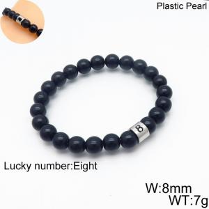 8mm Plastic Pearl Bracelet for men Number  Eight Color Black - KB136308-Z