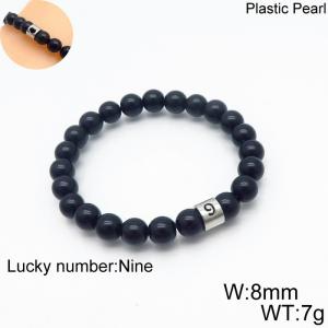 8mm Plastic Pearl Bracelet for men Number  Nine Color Black - KB136309-Z