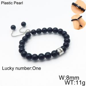 8mm Plastic Pearl Bracelet for men Number  One Color Black Adjustable - KB136311-Z