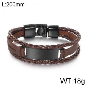Stainless Steel Leather Bracelet - KB136417-WGTY