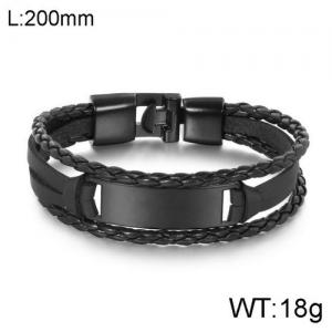 Stainless Steel Leather Bracelet - KB136419-WGTY