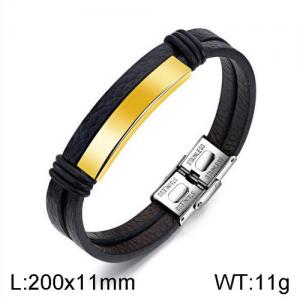 Stainless Steel Leather Bracelet - KB136484-WGTY