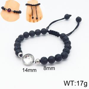 8mm Bead Bracelet for men with White Gemstone Adjustable - KB136596-Z