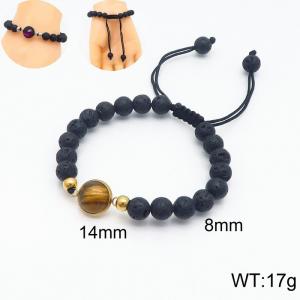 8mm Bead Bracelet for men with Brown Gemstone Adjustable - KB136607-Z