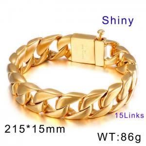 Gold Polished Cast Snap Button Men's Bracelet - KB137062-BD