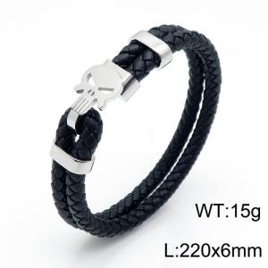Stainless Steel Leather Bracelet - KB144050-KFC