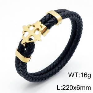Stainless Steel Leather Bracelet - KB144055-KFC