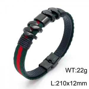 Stainless Steel Leather Bracelet - KB146248-KLHQ